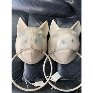 wisteria 3D pig head towel holder ring metal farmhouse decor barn Boarshead